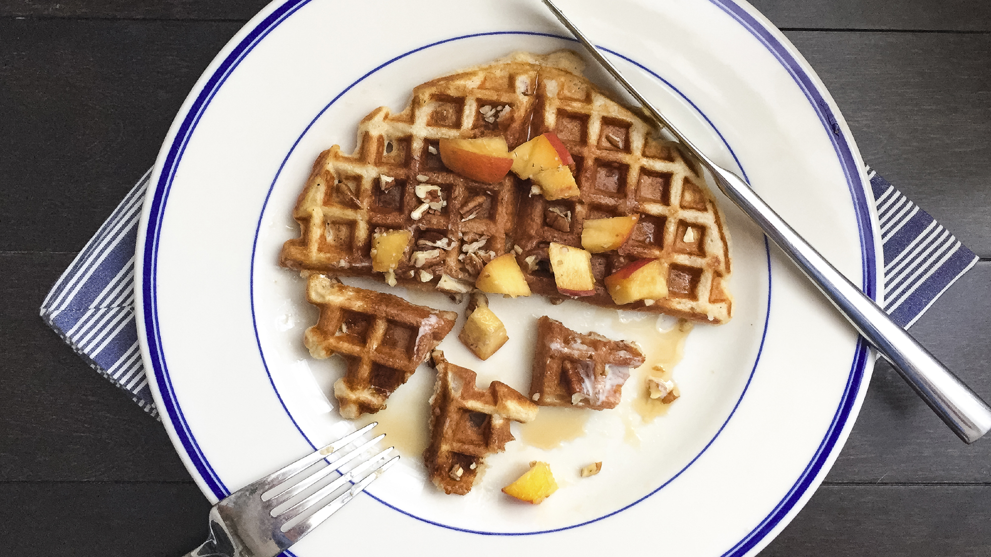 Best Buttermilk Pecan Waffles With Peaches Recipe