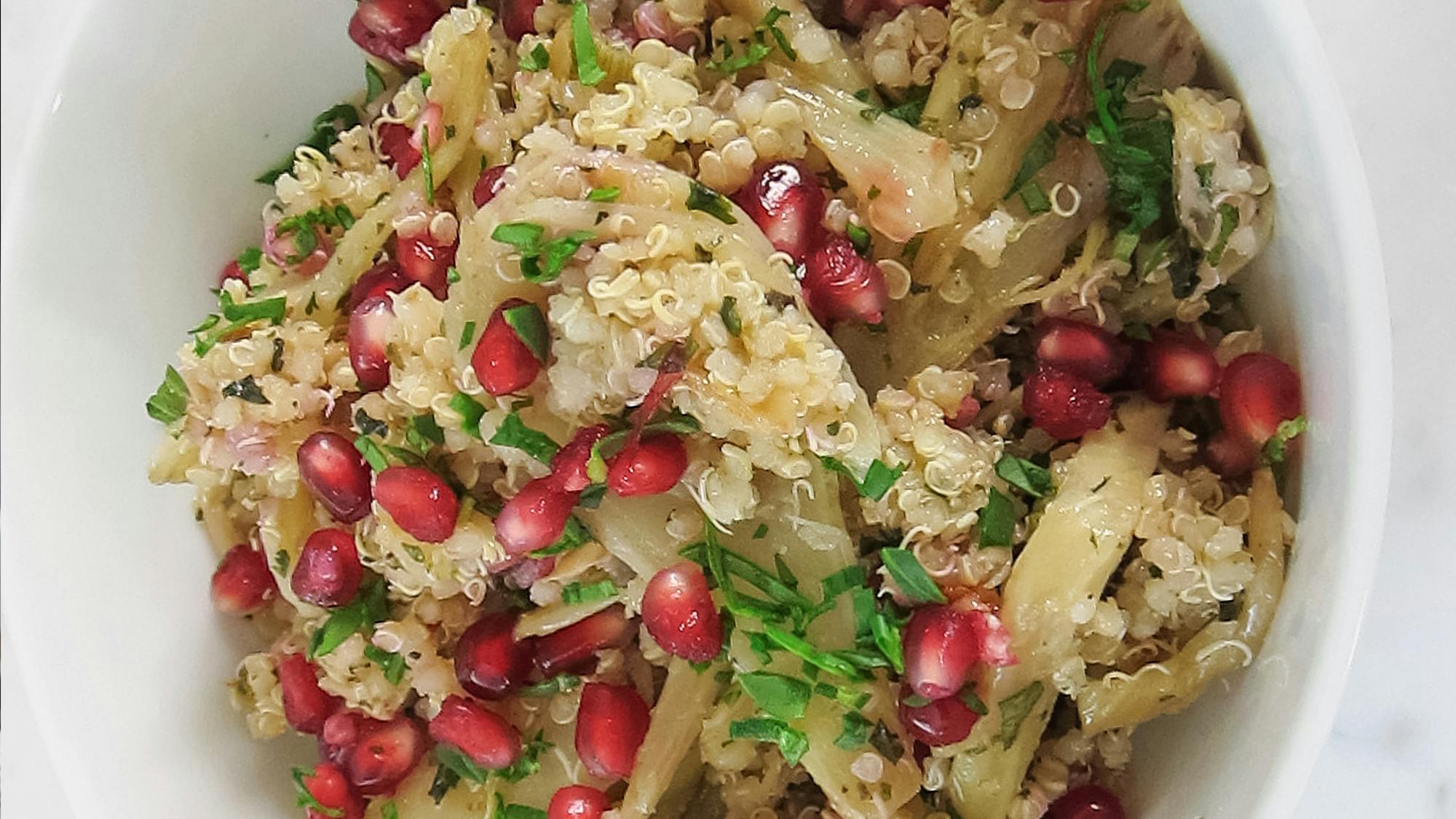 Best Quinoa Salad with Caramelized Fennel and Pomegranate Seeds Recipe