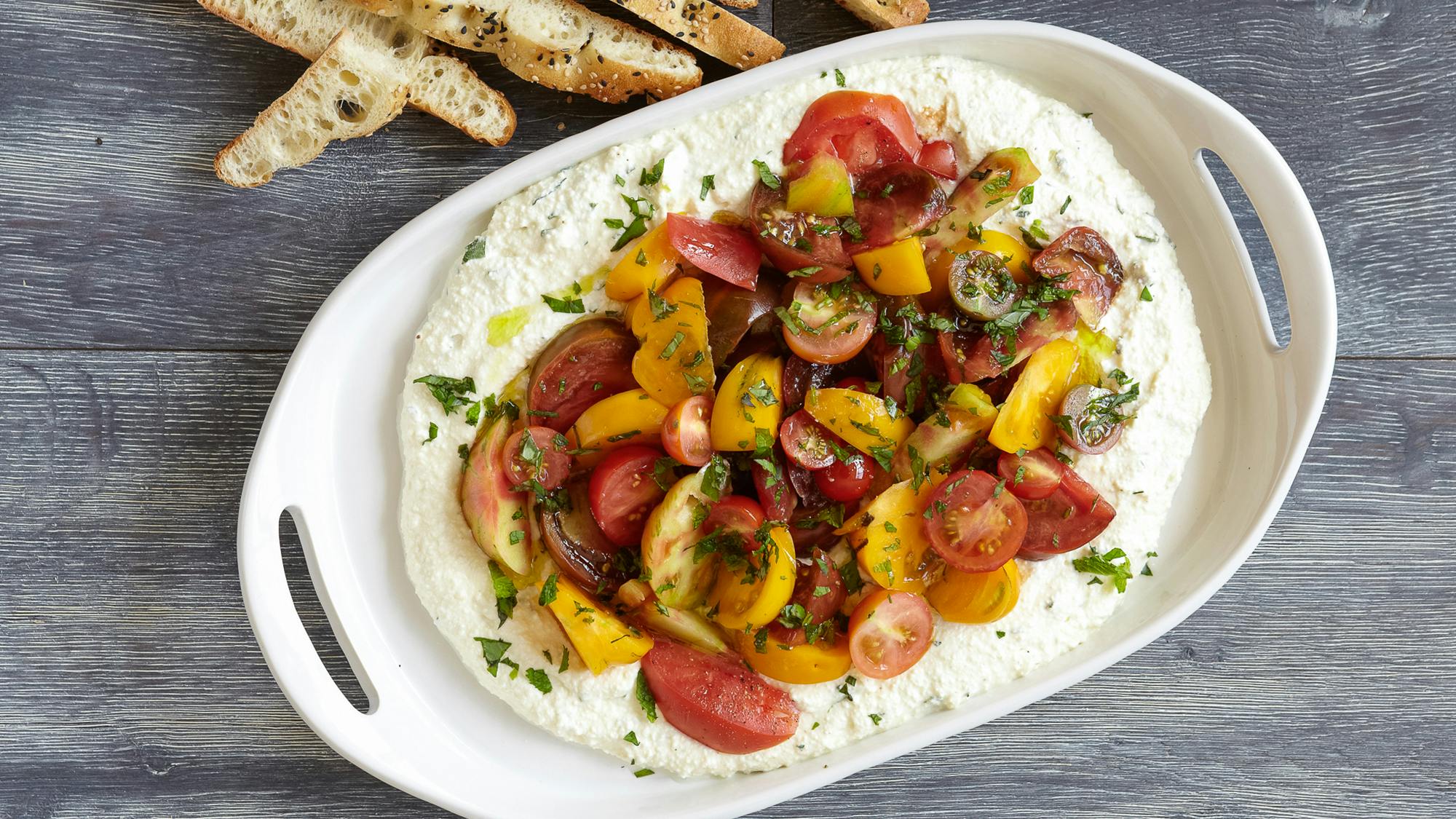 Best Whipped Herb Ricotta Summer Tomatoes Recipe