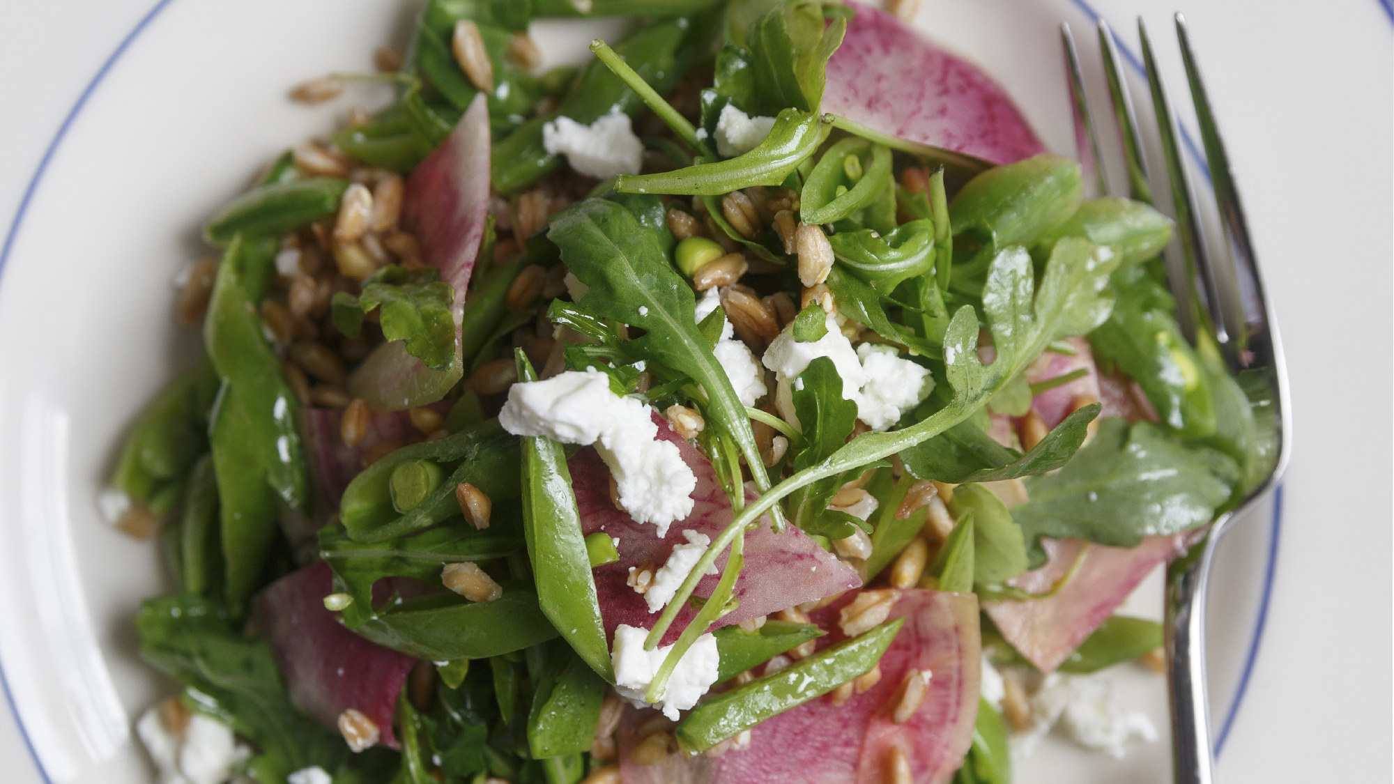 Best Arugula Salad with Farro, Watermelon Radishes, and Snap Peas Recipe