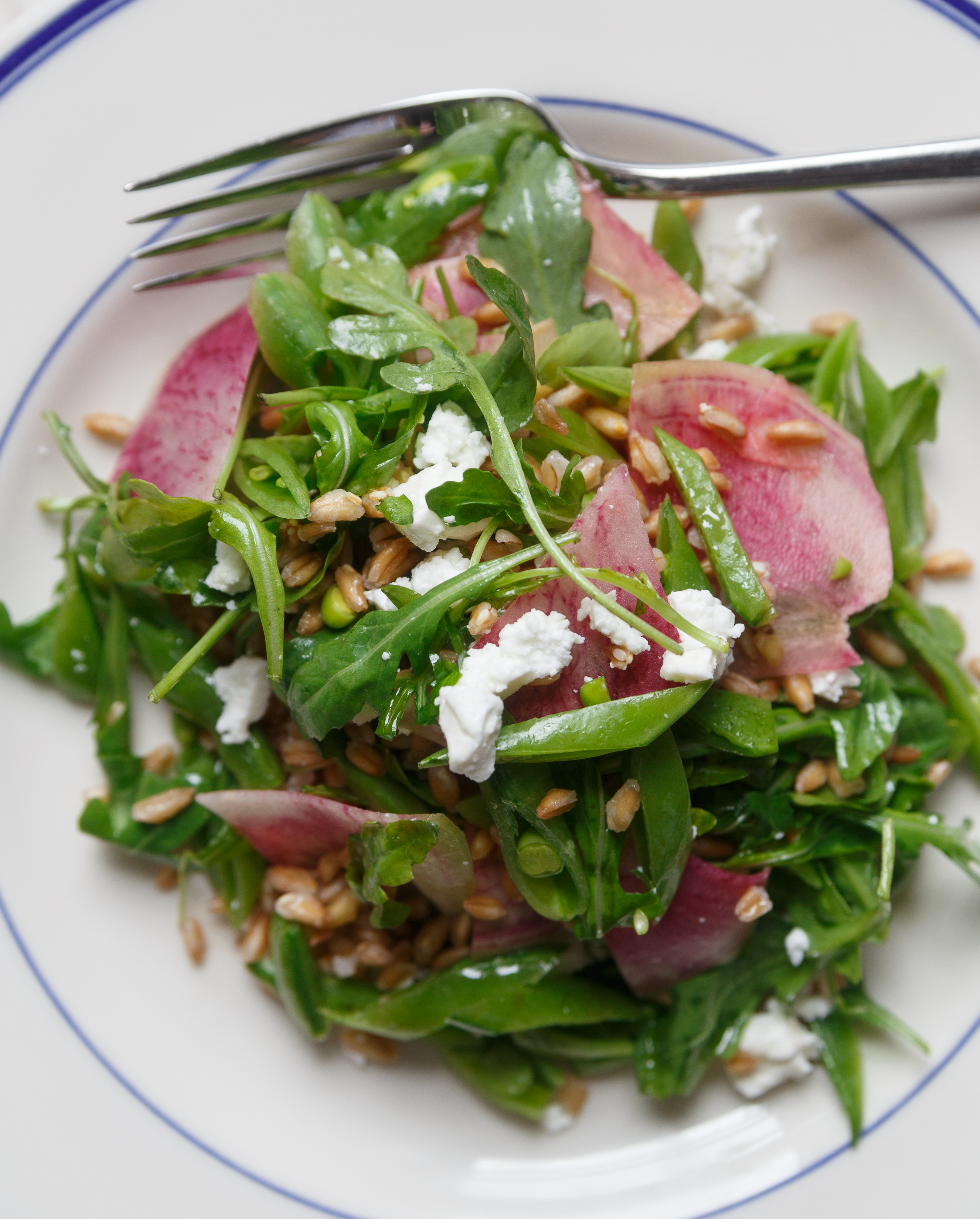 Best Arugula Salad with Farro, Watermelon Radishes, and Snap Peas Recipe