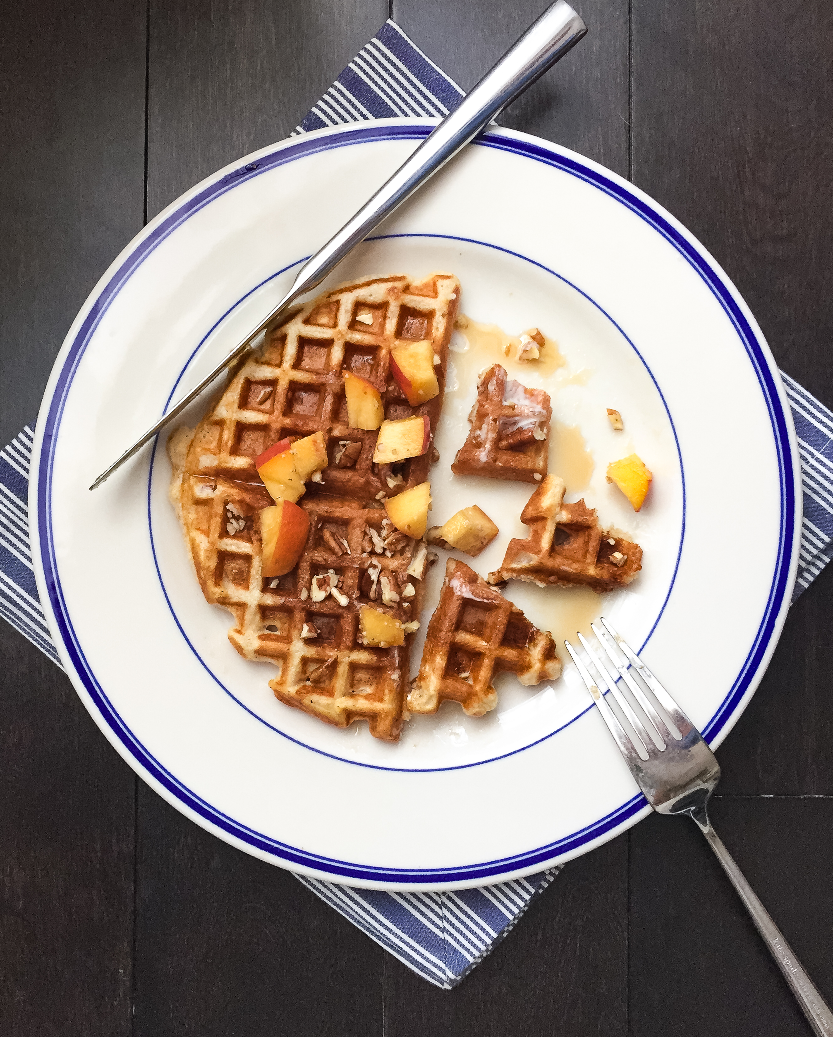 Best Buttermilk Pecan Waffles with Peaches Recipe