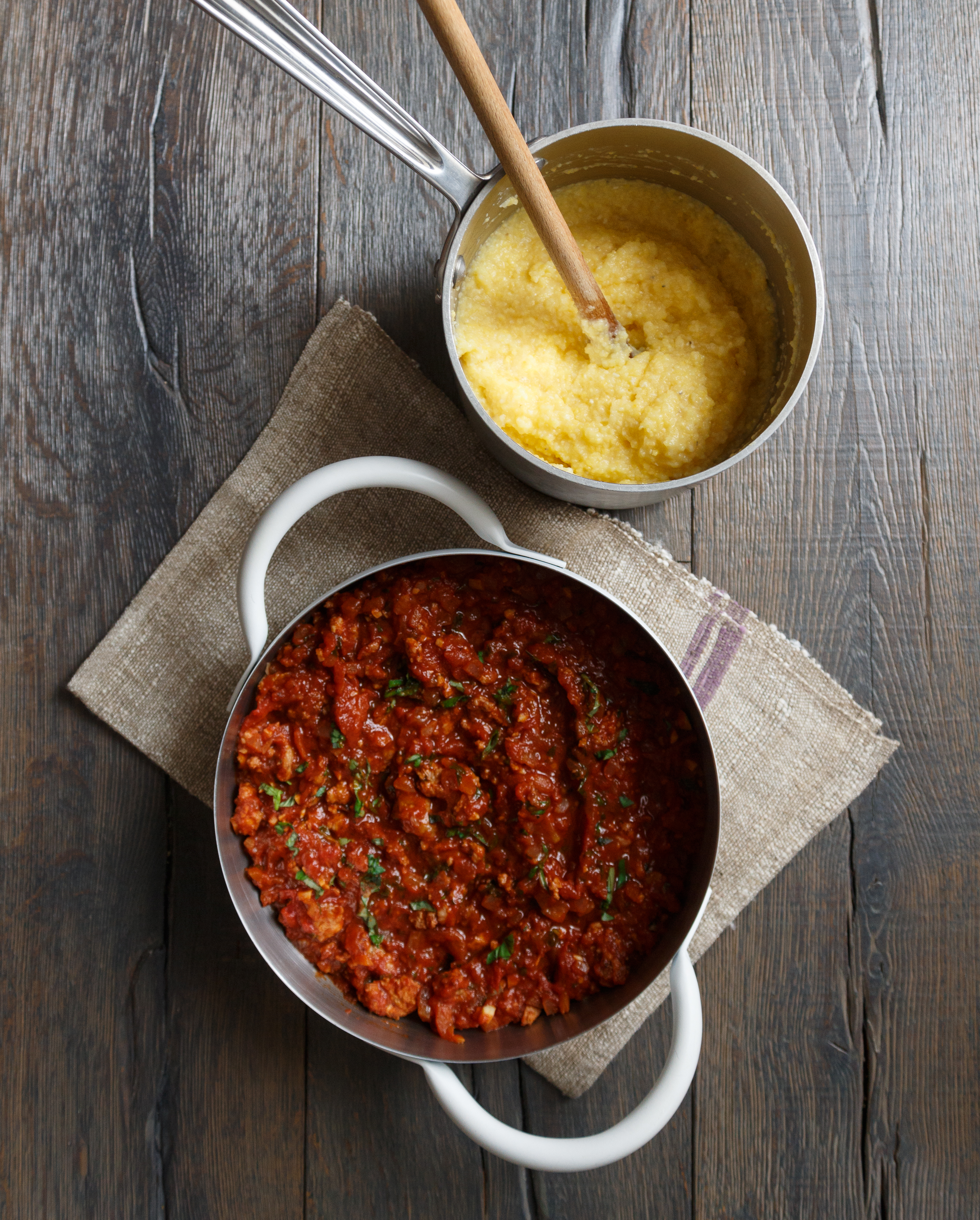 Sausage Ragu with Creamy Parmesan Polenta