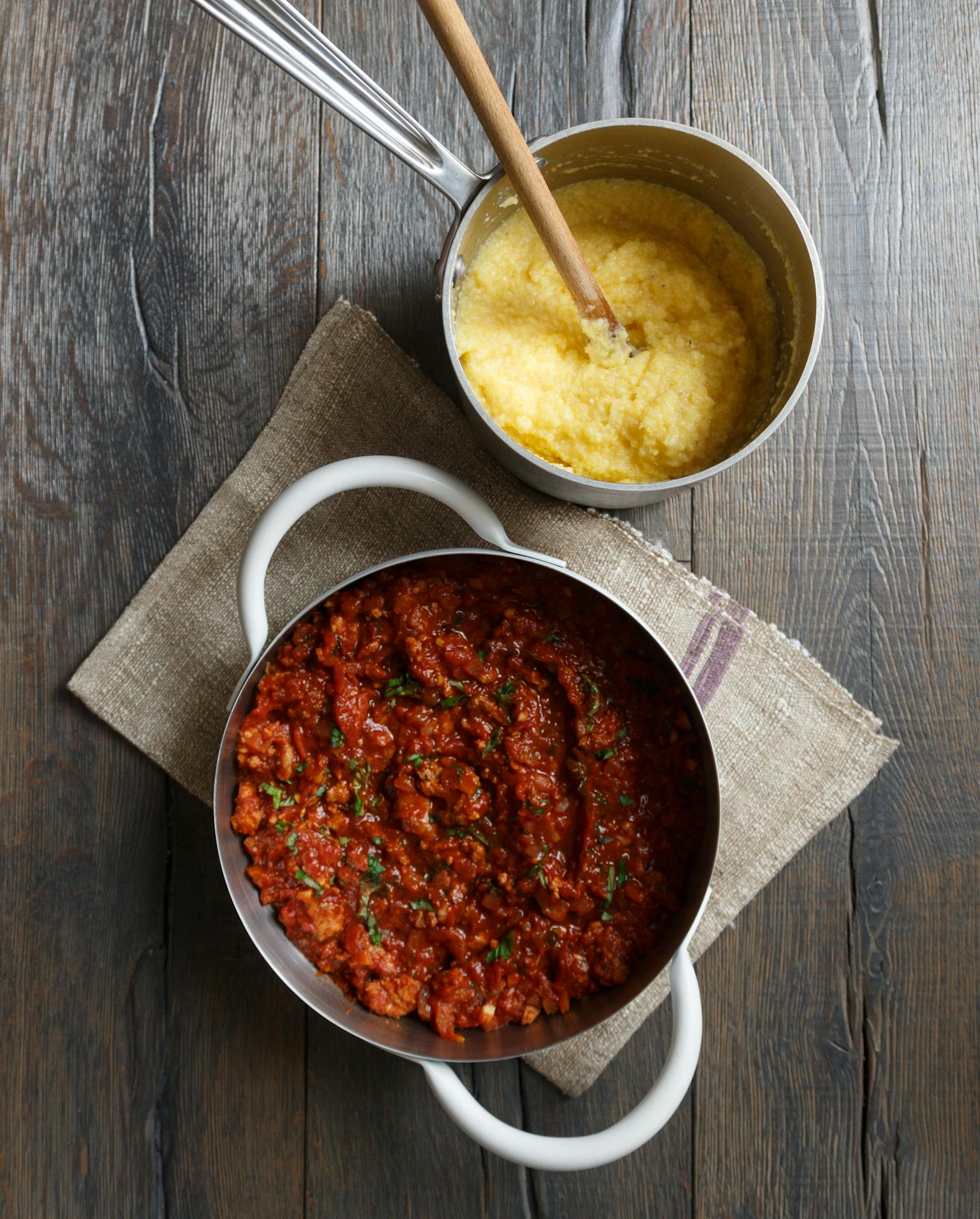 Best Sausage Ragu With Creamy Parmesan Polenta Recipe The Yellow Table