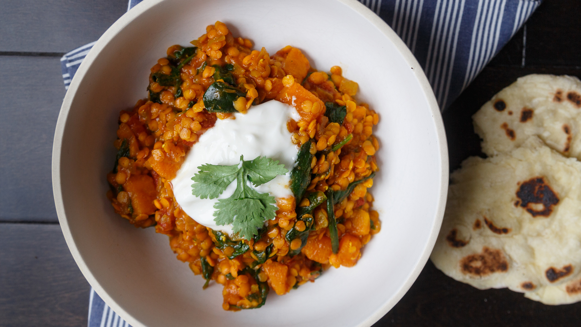 Best Orange Dal with Sweet Potatoes and Spinach Recipe