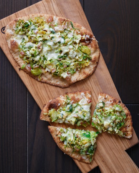 Easy Naan Pizzas with Brussels Sprouts