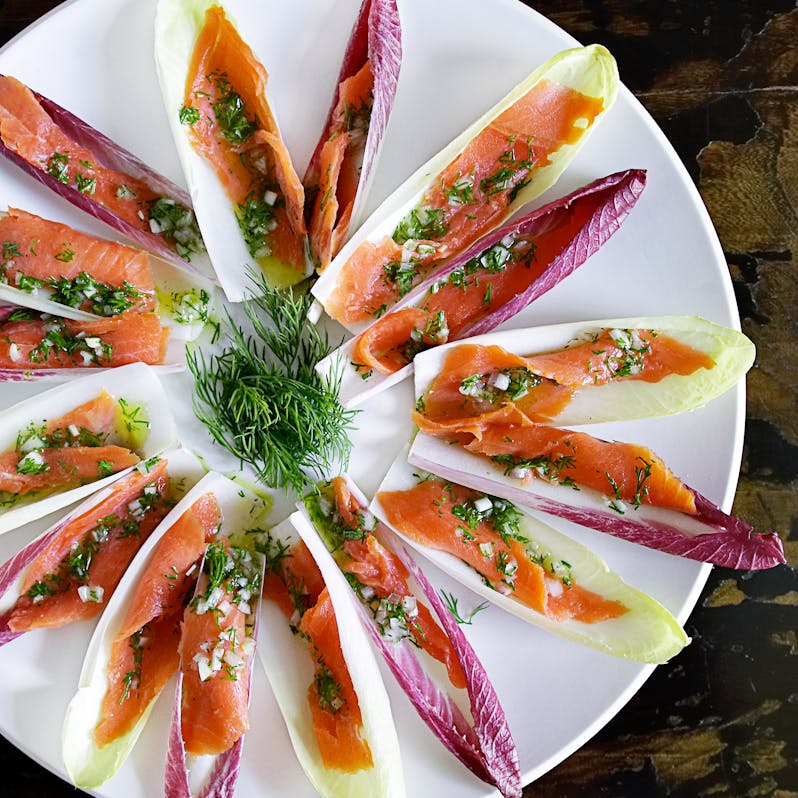 Best Endive Spears with Smoked Salmon and Lemon Dill Vinaigrette Recipe