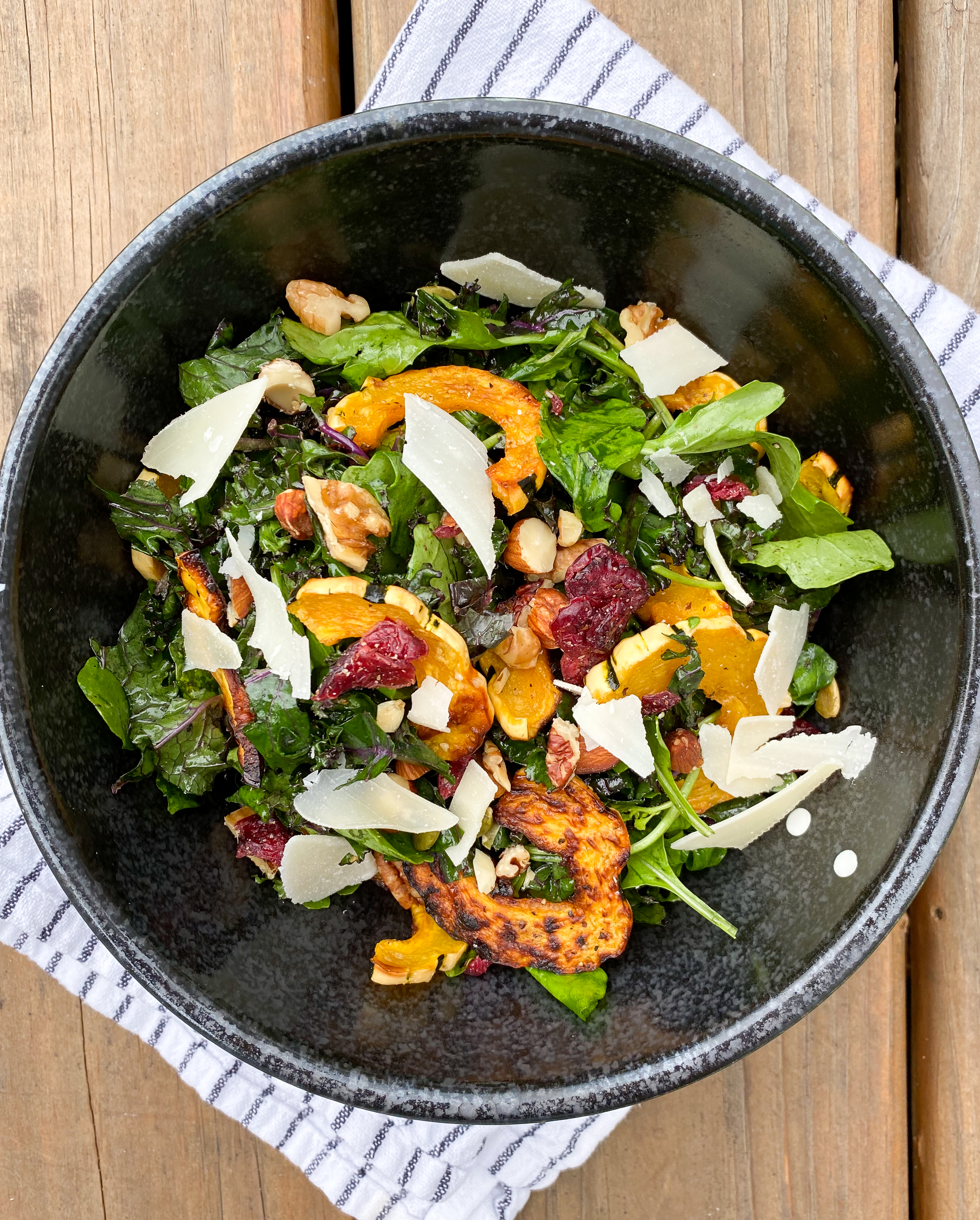 Best Fall Kale & Delicata Squash Salad with Lemony Buttermilk Dressing