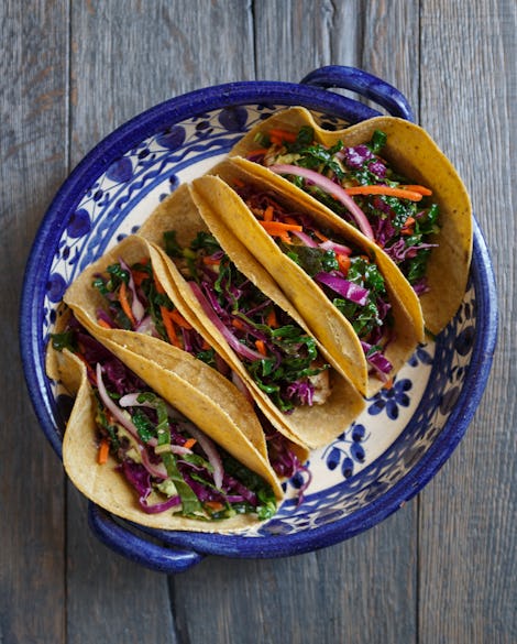 Grilled Fish Tacos with Avocado and Kale Slaw