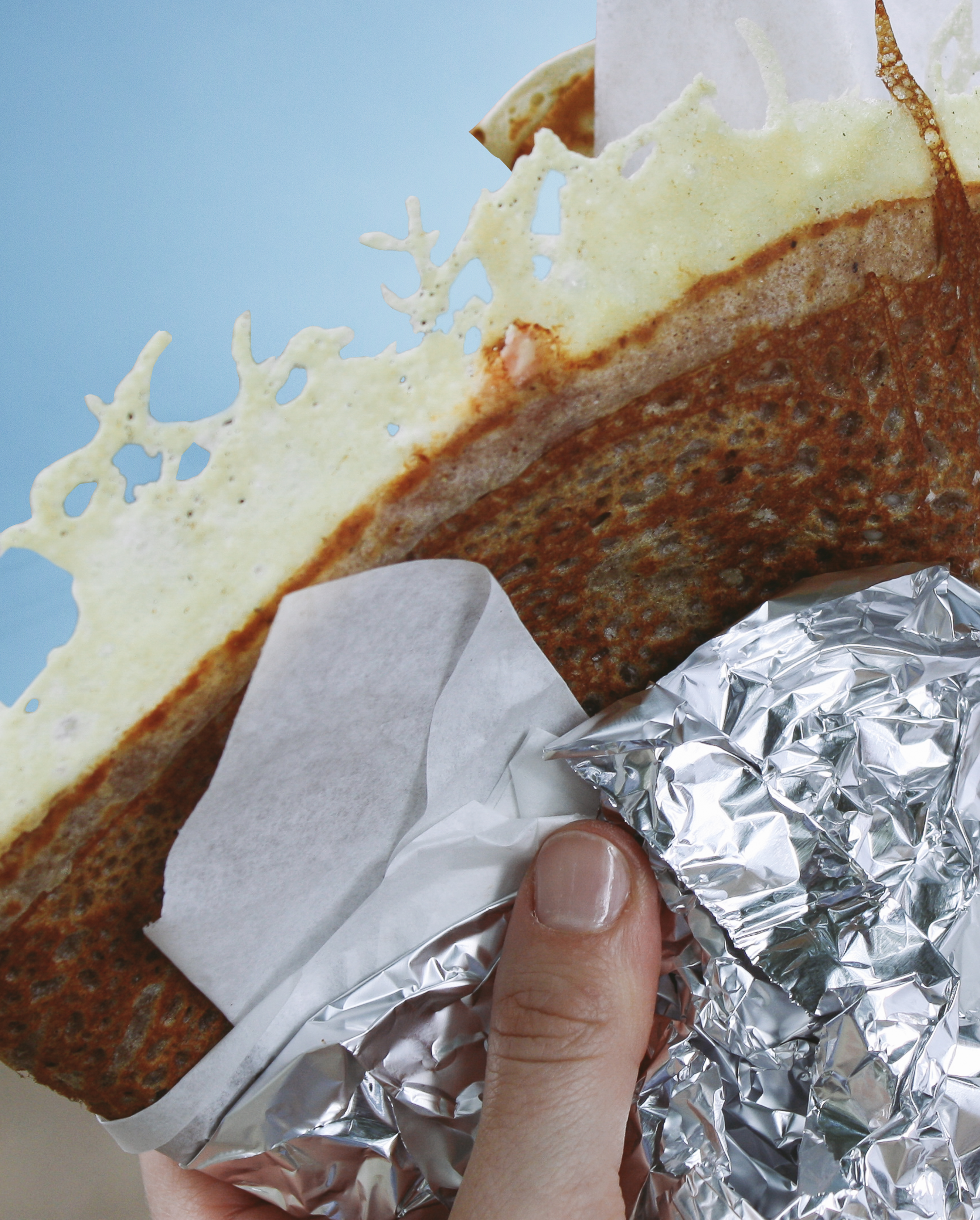 Buckwheat Crêpes with Ham, Cheese, and Egg