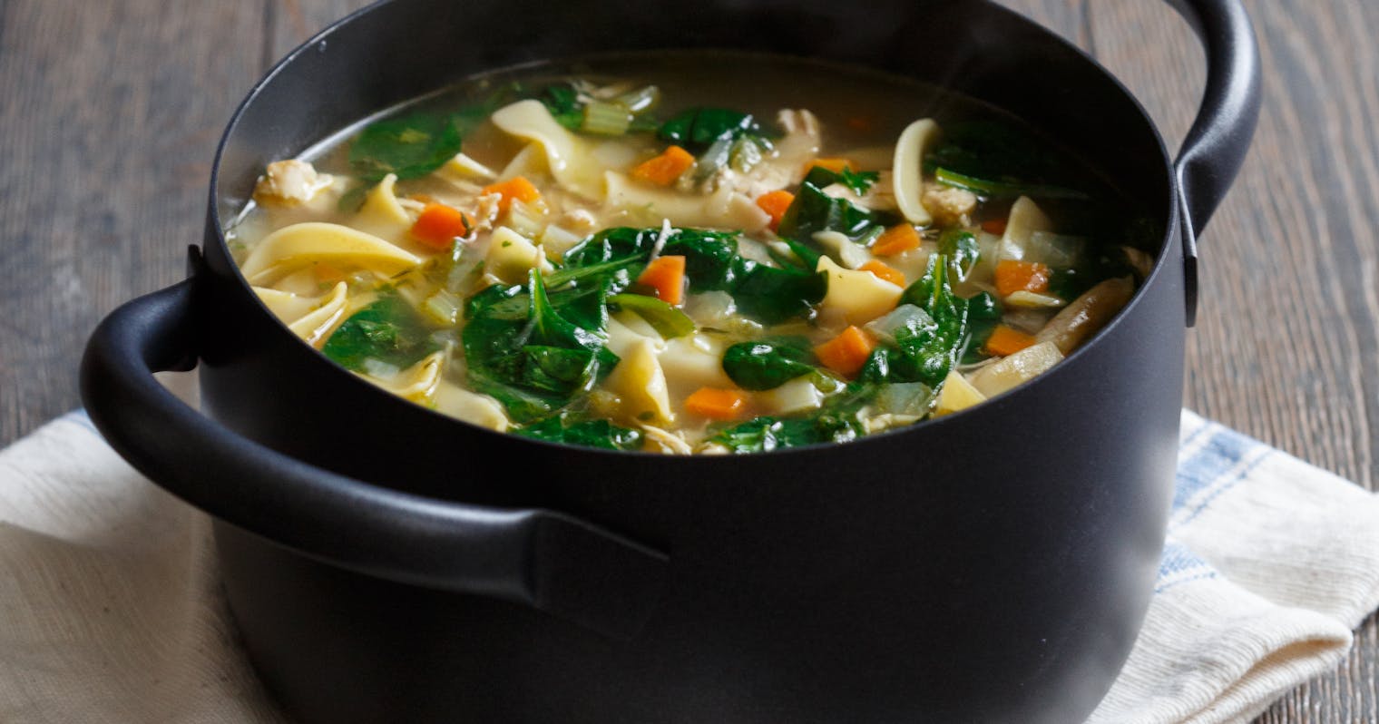 Best Homemade Chicken Noodle Soup with Spinach Recipe - The Yellow Table