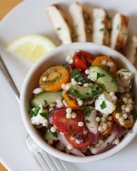 Israeli Couscous Salad with Lemon Grilled Chicken