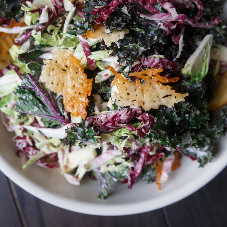 Best Kale Caesar Salad with Brussels Sprouts and Radicchio Recipe The