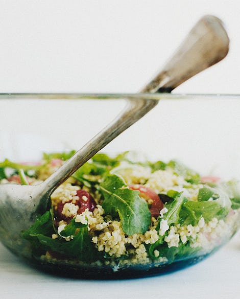 Millet Salad with Arugula, Quick Pickled Onions, and Goat Cheese