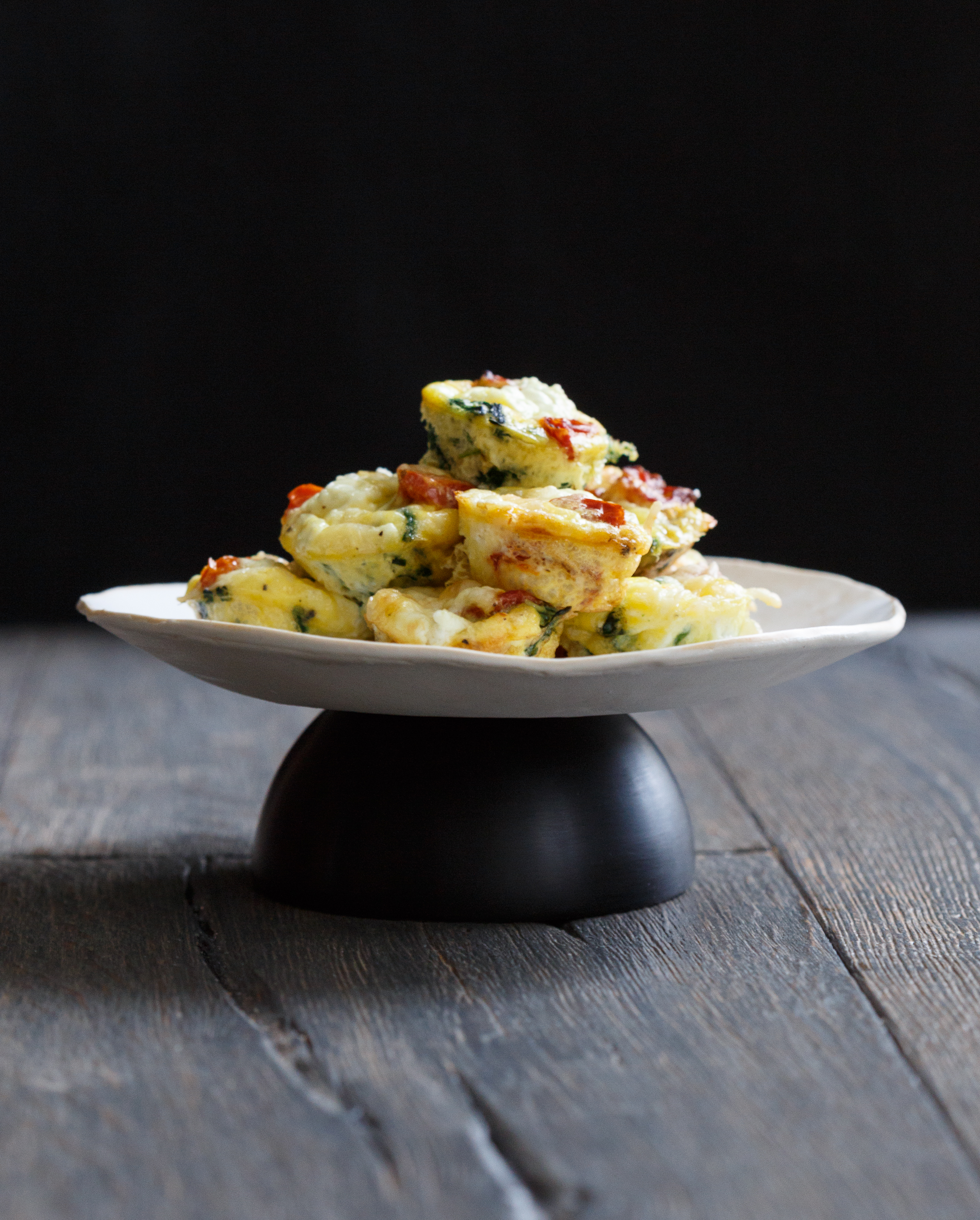 Mini Goat Cheese Frittatas with Spinach and Roasted Tomatoes