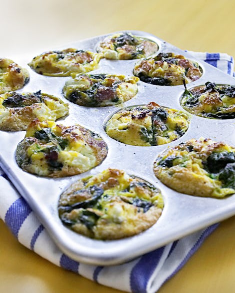 Mini Spinach, Bacon, and Goat Cheese Frittatas