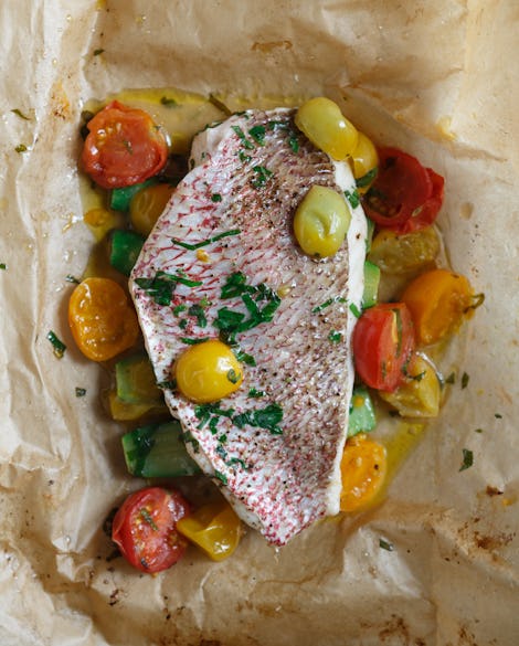 Parchment-Roasted Redfish with Summer Vegetables