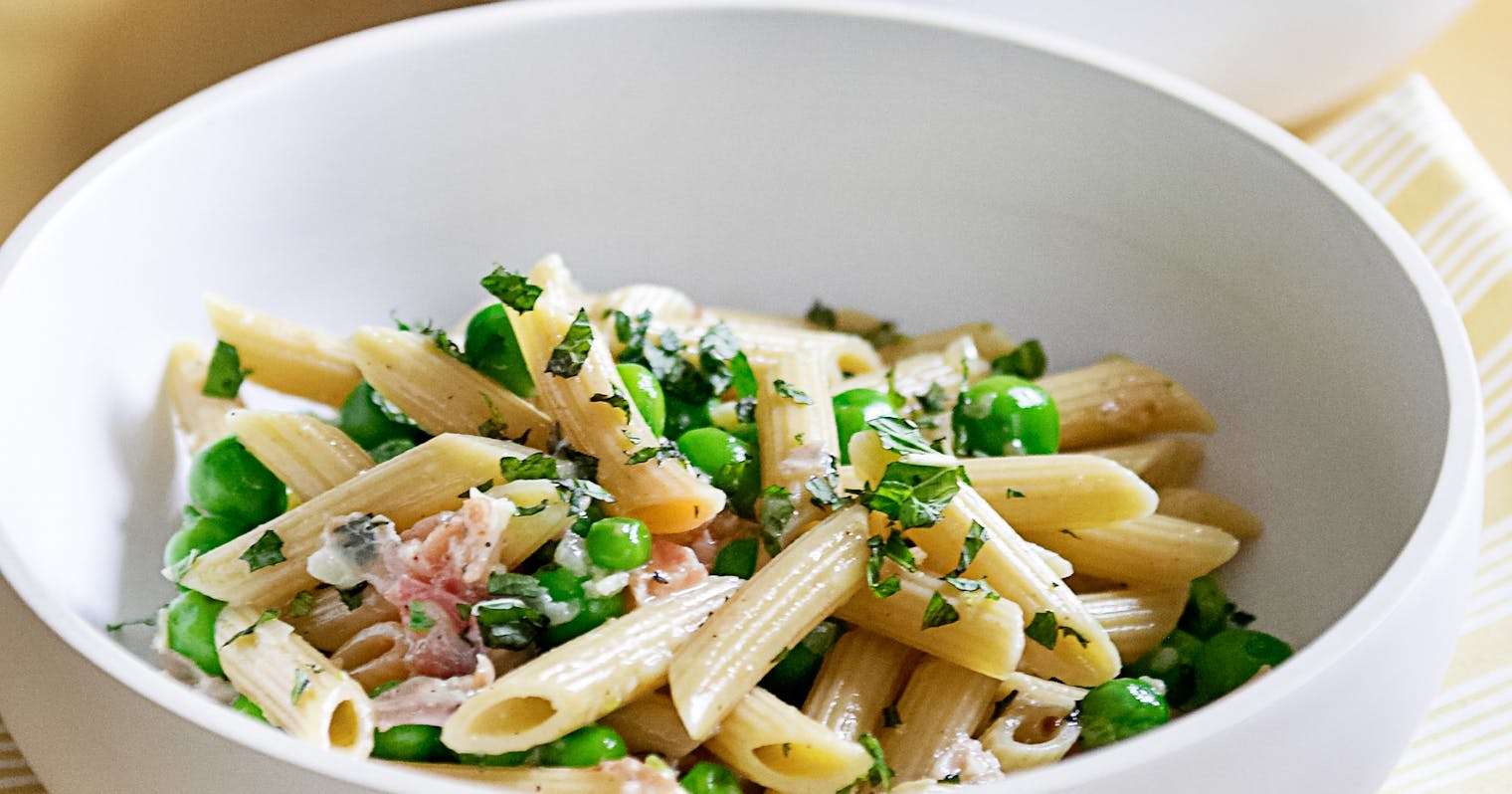 Best Pea and Pancetta Pasta Recipe - The Yellow Table