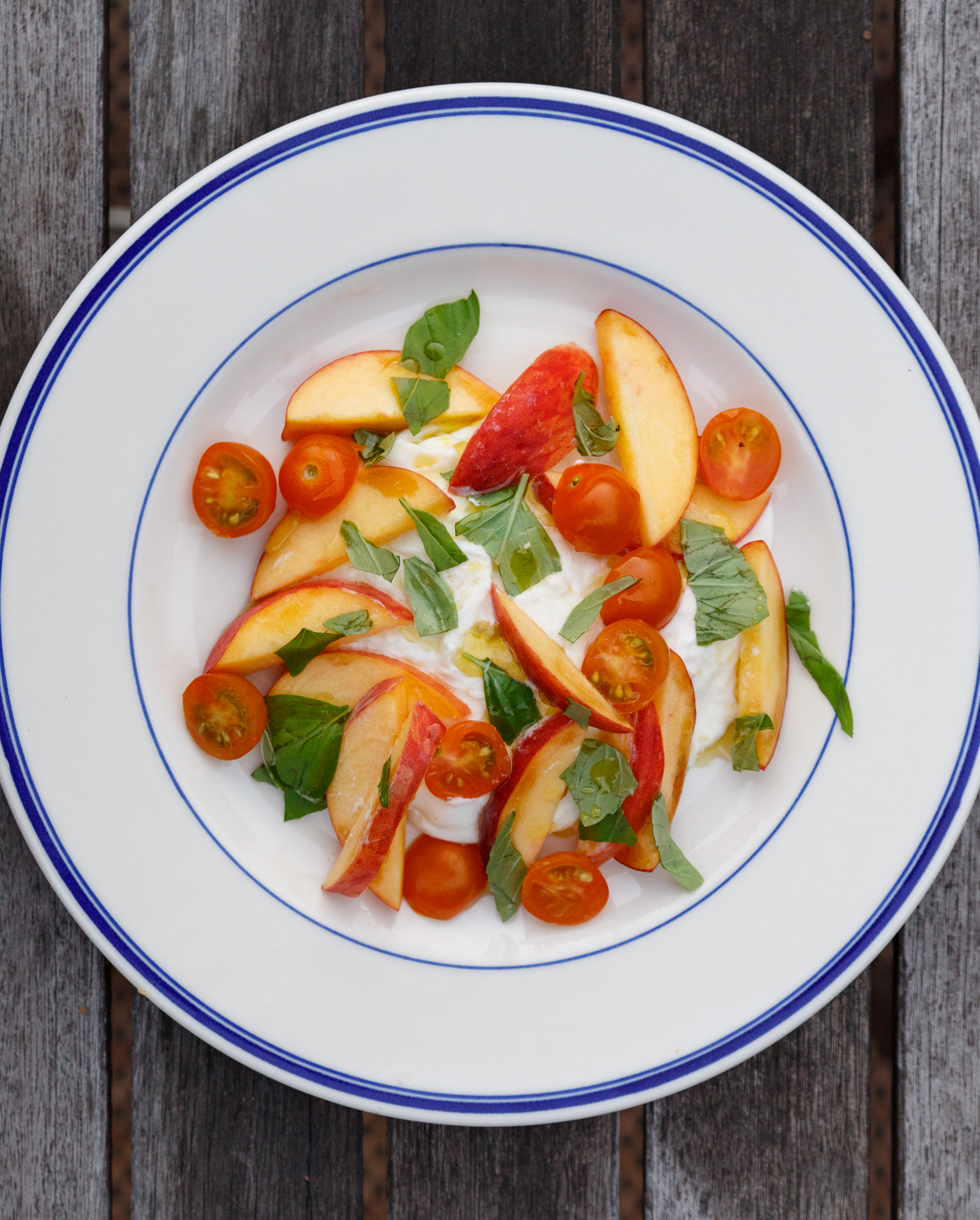 Peach Burrata Salad with Golden Tomatoes