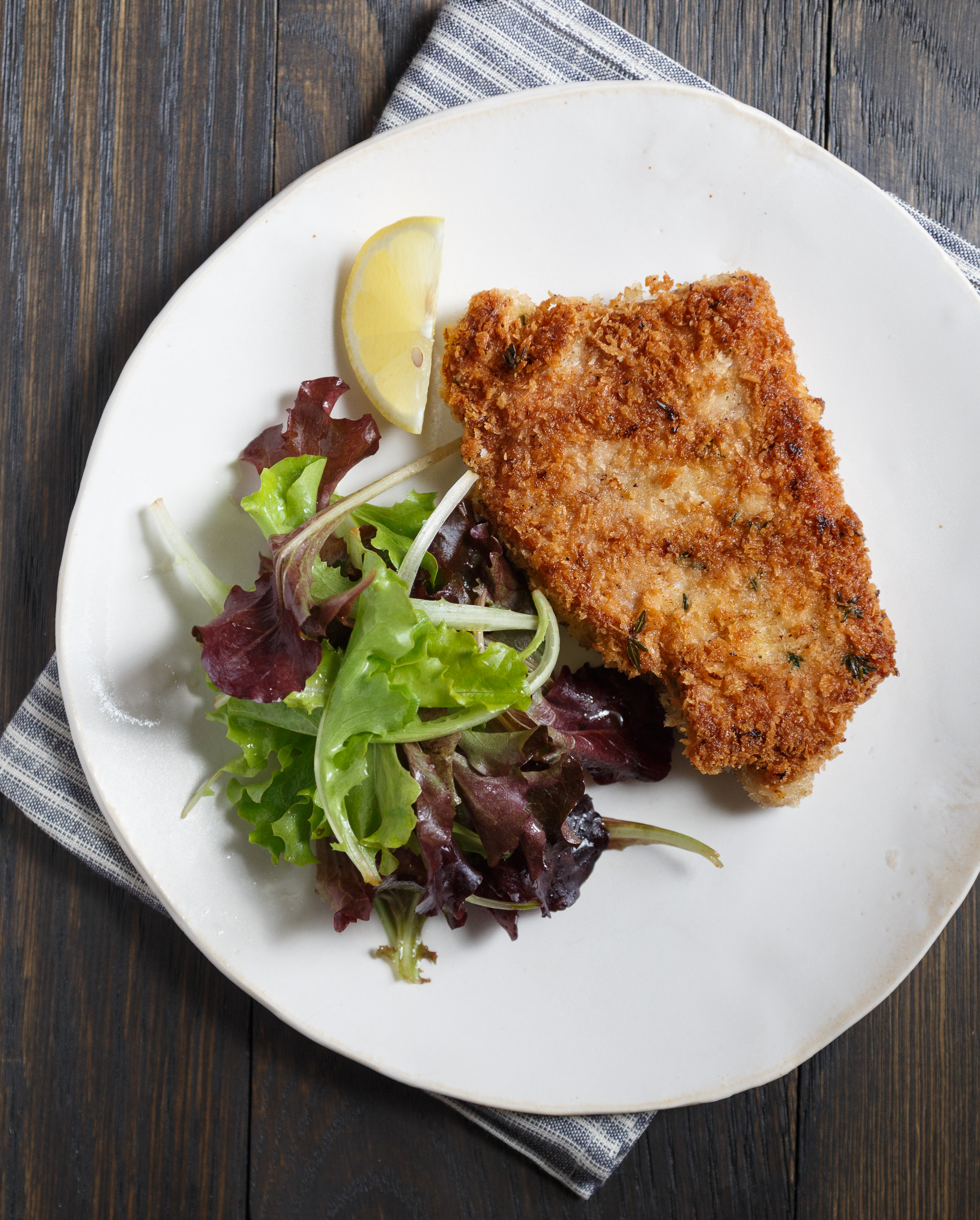 Pork Schnitzel with Mixed Greens
