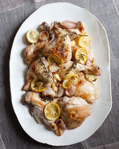 Roast Chicken with Lemon, Thyme, and Shallots