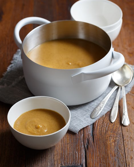 Roasted Butternut Squash Soup with Spiced Pears