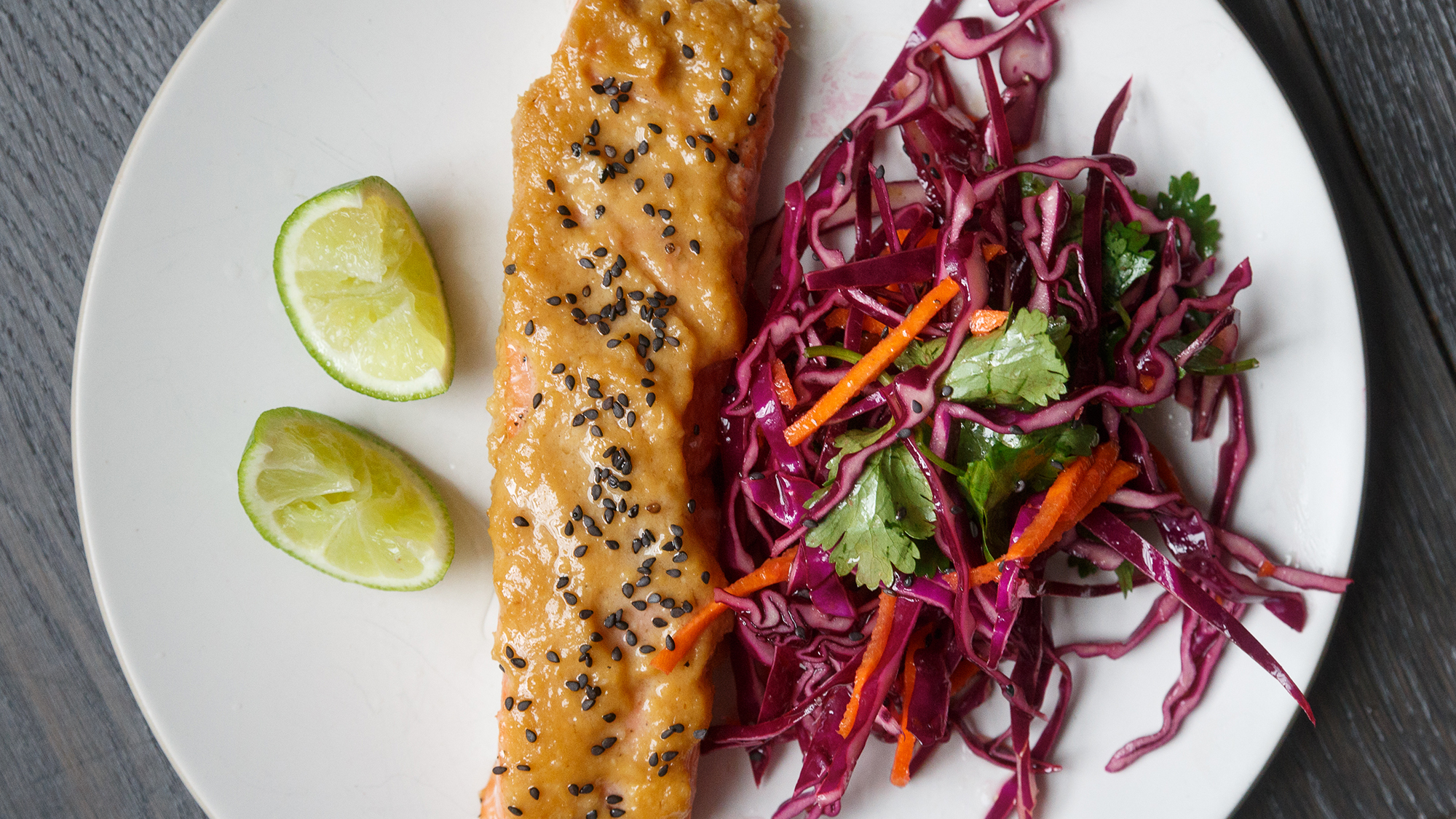 Best SesameMisoGlazed Salmon with Red Cabbage Slaw Recipe