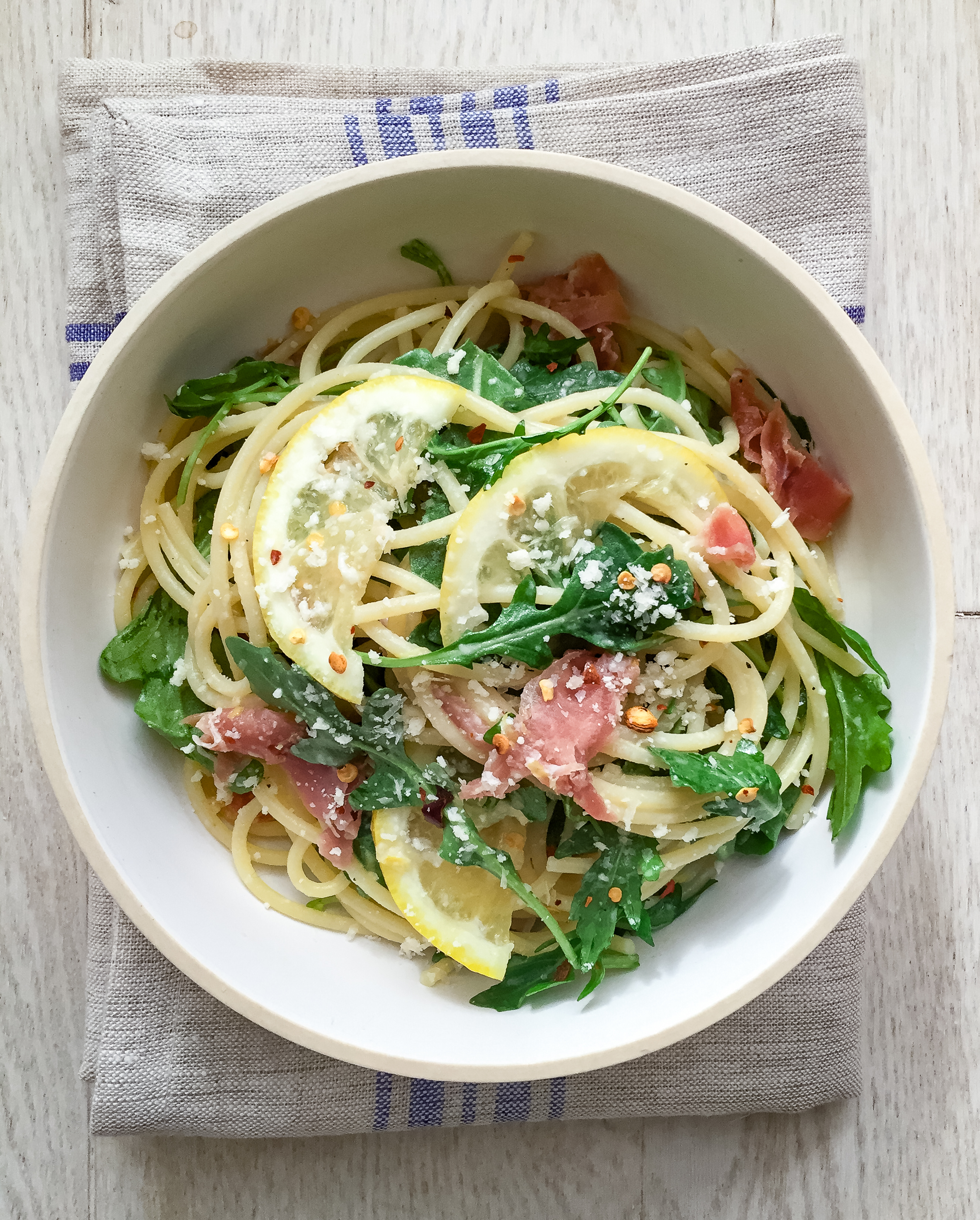 Best Spaghetti with Lemon, Prosciutto, and Arugula Recipe