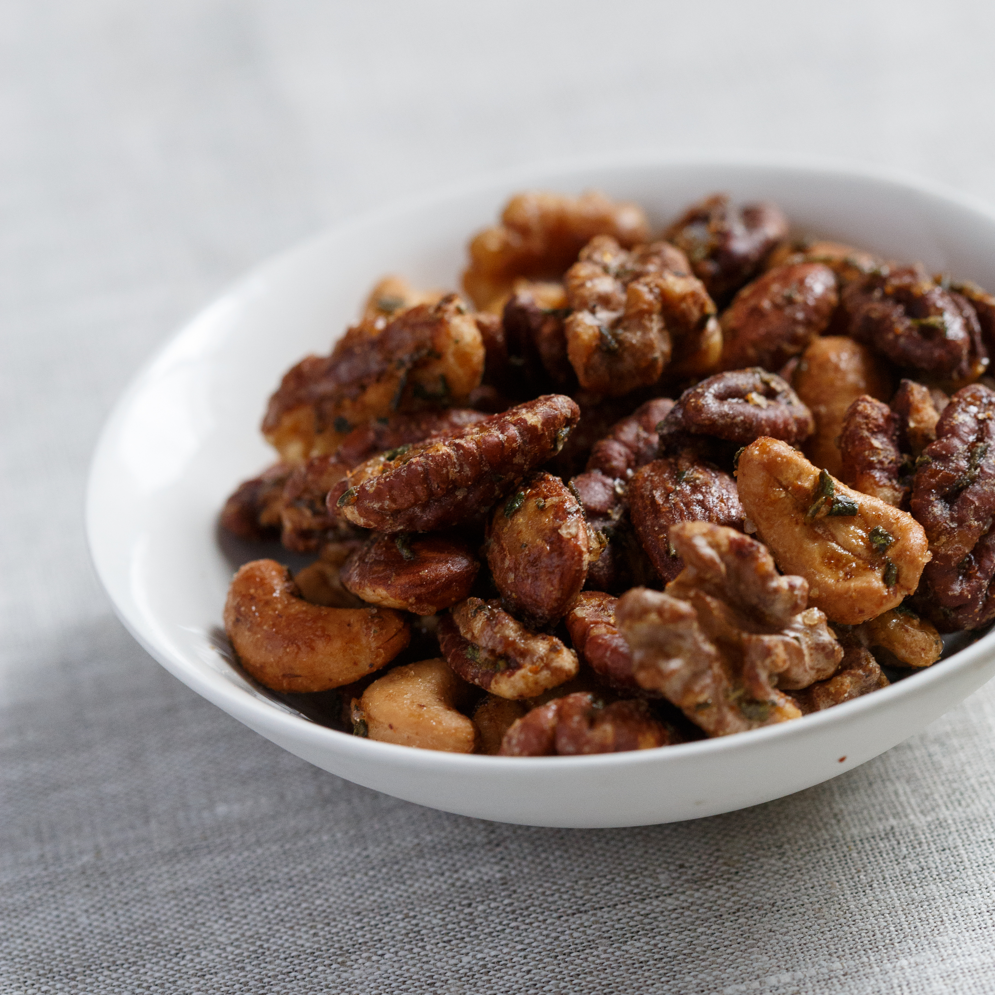 Spicy Maple-Rosemary Cocktail Nuts