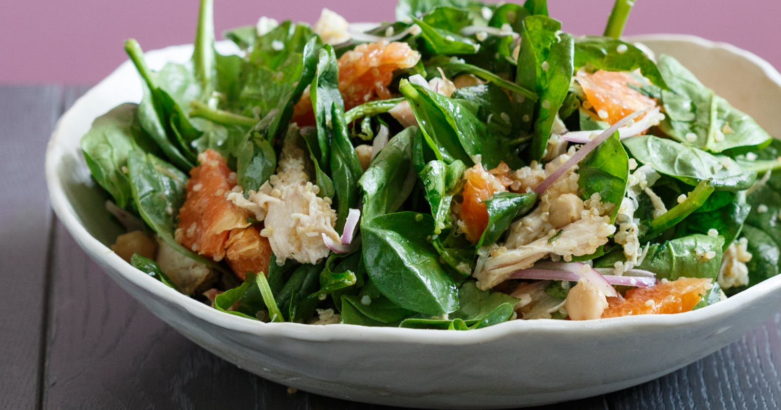 Best Spinach Salad With Quinoa Chicken Chickpeas And Oranges