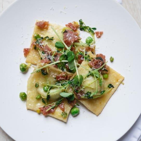 Spring Pea Ravioli + Proscuitto