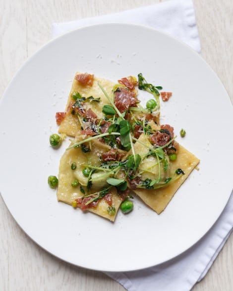 Spring Pea Ravioli with Proscuitto