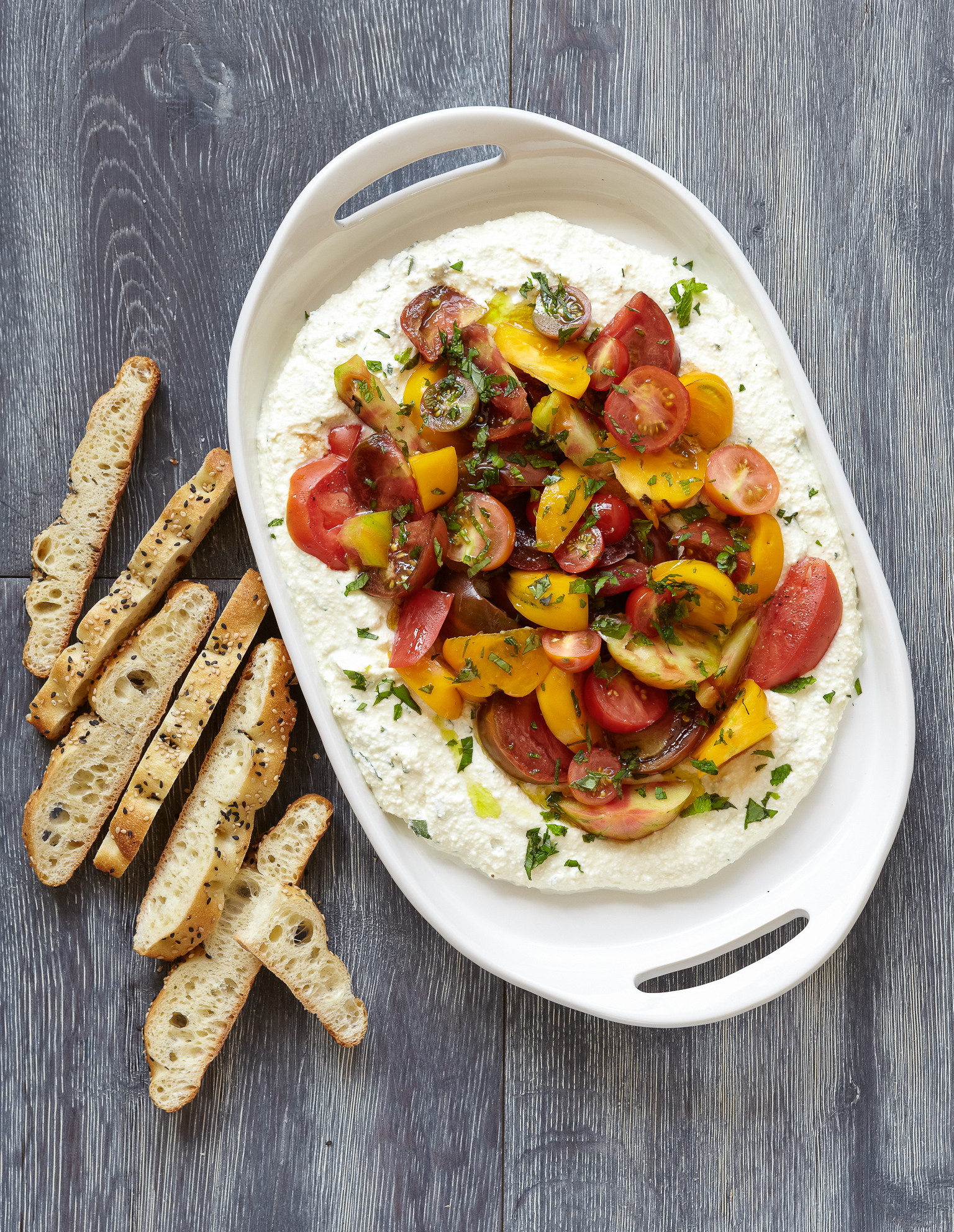 Best Whipped Herb Ricotta Summer Tomatoes Recipe
