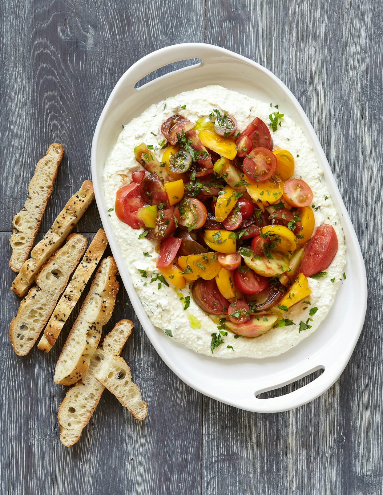 Best Whipped Herb Ricotta Summer Tomatoes Recipe